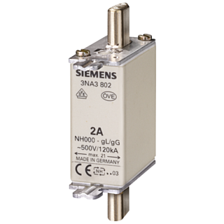 LV HRC fuse NH000 2A gG 500Vac/250Vdc