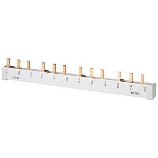 Pin busbar, finger-safe, 16 mm2 3-phase+AUX, 214 mm long, can be cut