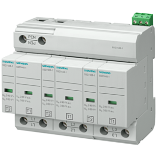 Combination surge arrester type 1+2 requirement class B+C, UC 350 V protective modules, plug-in