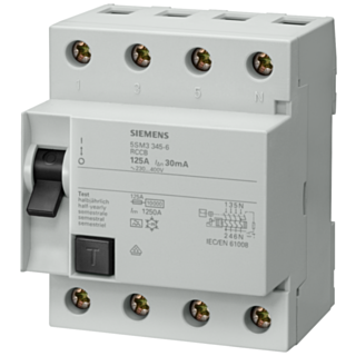 RCCB, 4-pole, type A, In: 125 A, 30 mA, Un AC: 400 V