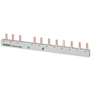 Pin busbar, 10 mm2, connection: 3-phase/N+8x phase finger-safe for 1F