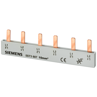 Pin busbar, 10 mm² connection: 3 x 2-phase safe to touch