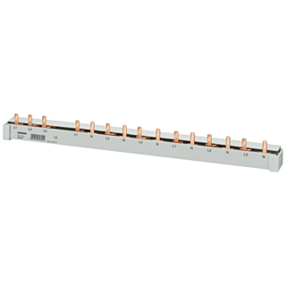 Pin busbar, 10 mm2 16 MW, 4-phase, can be cut, RCCB 4-pole, N right and 6 MCB