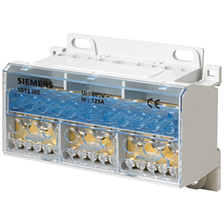 Distribution block 4-pole, 125 A, 690V Input: 1x 25/35 mm2 Output: 4x 16+7x 1...