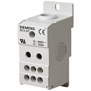 Distribution block 1-pole, 160 A, 690V Input: 1x 10-70 mm2 Output: 6x 2.5-16 ...