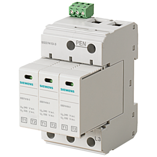 Lightning arrester type 1/type 2, UN 240/400 V, UC 335 V A.C., protective modules, plug-in