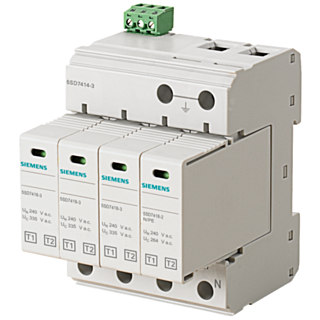 Lightning arrester type 1/type 2, UN 240/400 V, UC 335/264 V A.C., protective modules
