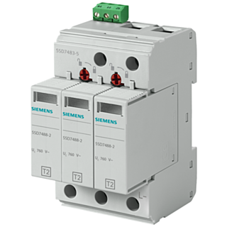 Surge arrester, type 2, protective modules, plug-in, UC 750 V AC, 3-pole