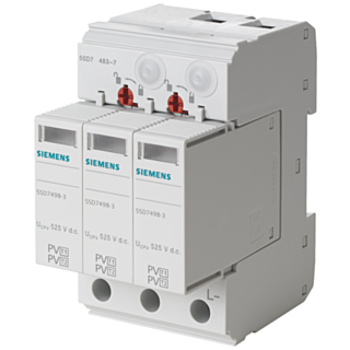 Surge arrester type 1/type 2, UC 1050 V DC, Imax 40 kA, short-circuit current rating 80 A