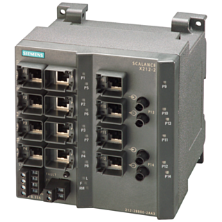 SCALANCE X212-2, managed Layer 2 switch, 12x RJ45, 2x multimode ST/BFOC