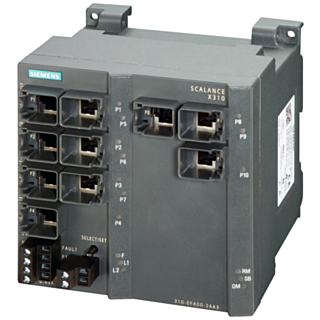 SCALANCE X310, managed Layer 2 switch, 10x RJ46