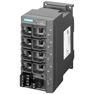 SCALANCE X108PoE, unmanaged switch, 2x RJ45 PoE, 6x RJ45