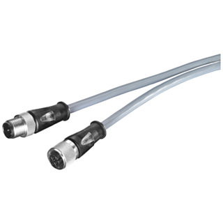 Power Connecting Cable M12-180/M12-180, A-coded, 4-pole, 0.3 m, for ET200