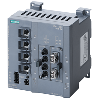 SCALANCE X308-2LH, managed Layer 2 switch, 8x RJ45, 2x single-mode SC