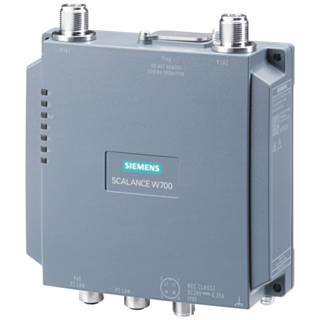 IWLAN client, SCALANCE W738-1 M12, 1 radio, 2 N-CON antenna port, iFeatures support via KEY-PLUG, IEEE 802.11a/b/g/h/n, 2.4/5GHz, gross data rate 3...