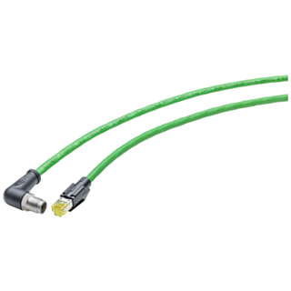 IE TP Cord M12-90/RJ45-180, 1x M12 plug (X-coded), 1xRJ45 plug, 15m