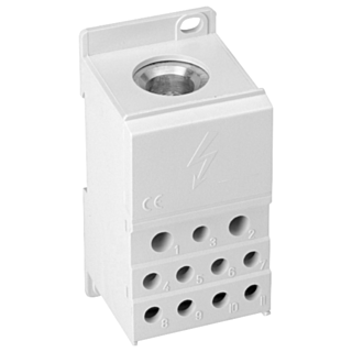 Distribution block 1-pole, 400 A, 690V Input: 1x 95-185 mm2 Output: 2x2.5-25+...