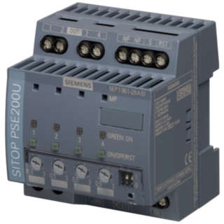 Selectivity module SITOP PSE200U, 24 V DC/4 x 0.5 ... 3 A with single channel signal