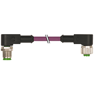 Bus cable, 5 m, for PROFIBUS, 2-core, shielded, 2x M12 angled