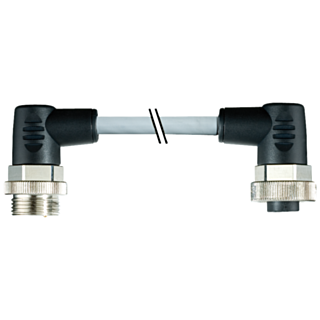 Power line 7/8 for 24 V connected and unconnected assembled with 2 x 7/8 angled on both ends 1.5 mm2 pin - socket 5-pole, Length 5.0 m