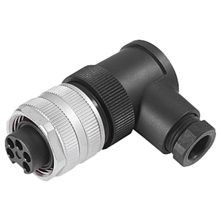 Socket, 7/8 for 24 V, screw terminal, angled, 5-pole, 1.5 mm2, max. 9 A, IP67