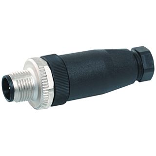 M12 plug, straight, screw terminal, max. 0.75 mm2, 5-pole, A-coded, max. 4 A
