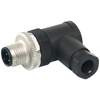 M12 plug, angled, 5-pole, screw terminal, max. 0.75 mm2, A-coded, max. 4 A