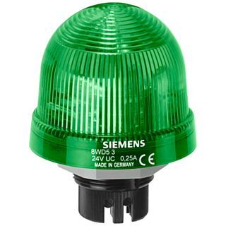Integrated signal lamp, single flash light 24 V green