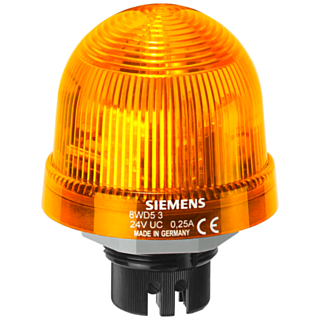 Integrated signal lamp, single flash light 24 V yellow