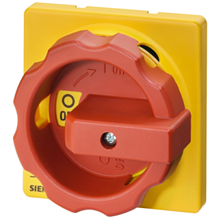 rotary operating mechanism, actuating lever Red / yellow, four-hole Front mounting, accessory for main and emergency switching-off switch 3LD2 for ...