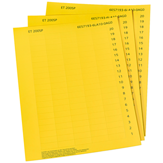 SIMATIC ET 200SP Labeling strips, paper Yellow 10 DIN A4 sheets with 1 000 labeling strips