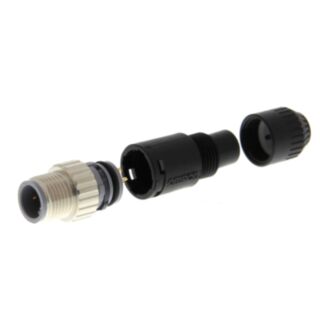 Connecteur pour montage sur site, angle droit M12 (mâle), 4 pôles, codage A, raccordement à vis, pour diamètres de câble 5-6 mm