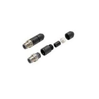 M12 Kupplungsstecker, gerade, konfektionierbar mit Schraubanschlüssen, 4-polig, für 5-6 mm Kabeldurchmesser