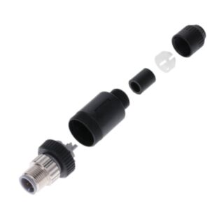 M12 Kupplungsstecker, gerade, konfektionierbar mit Schraubanschlüssen, 4-polig, für 5-6 mm Kabeldurchmesser